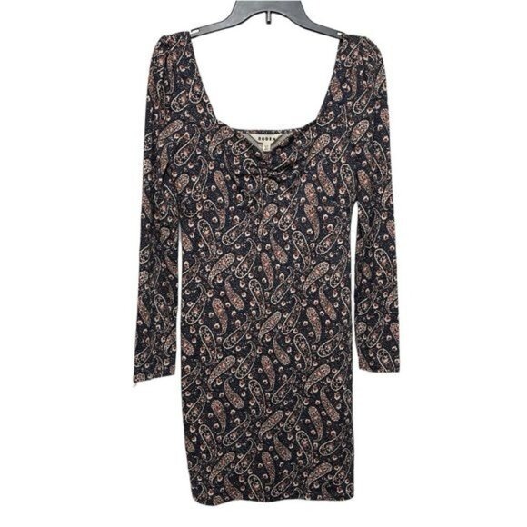 New BODEN Paisley Sweetheart Neck Long Sleeve Cotton Blend Dress Size 8 - Picture 6 of 13